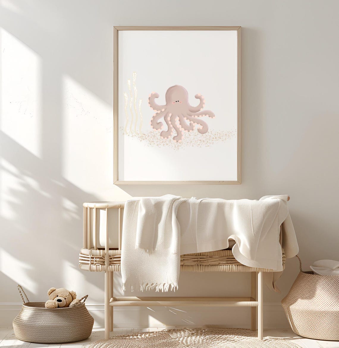 Octopus Nursery Wall Art, Pink Nautical Decor - Image 3