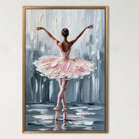 Ballerina Poster Modern Wall Art Girl Room Artwork Canvas Pink Decor Personalized Gift Box