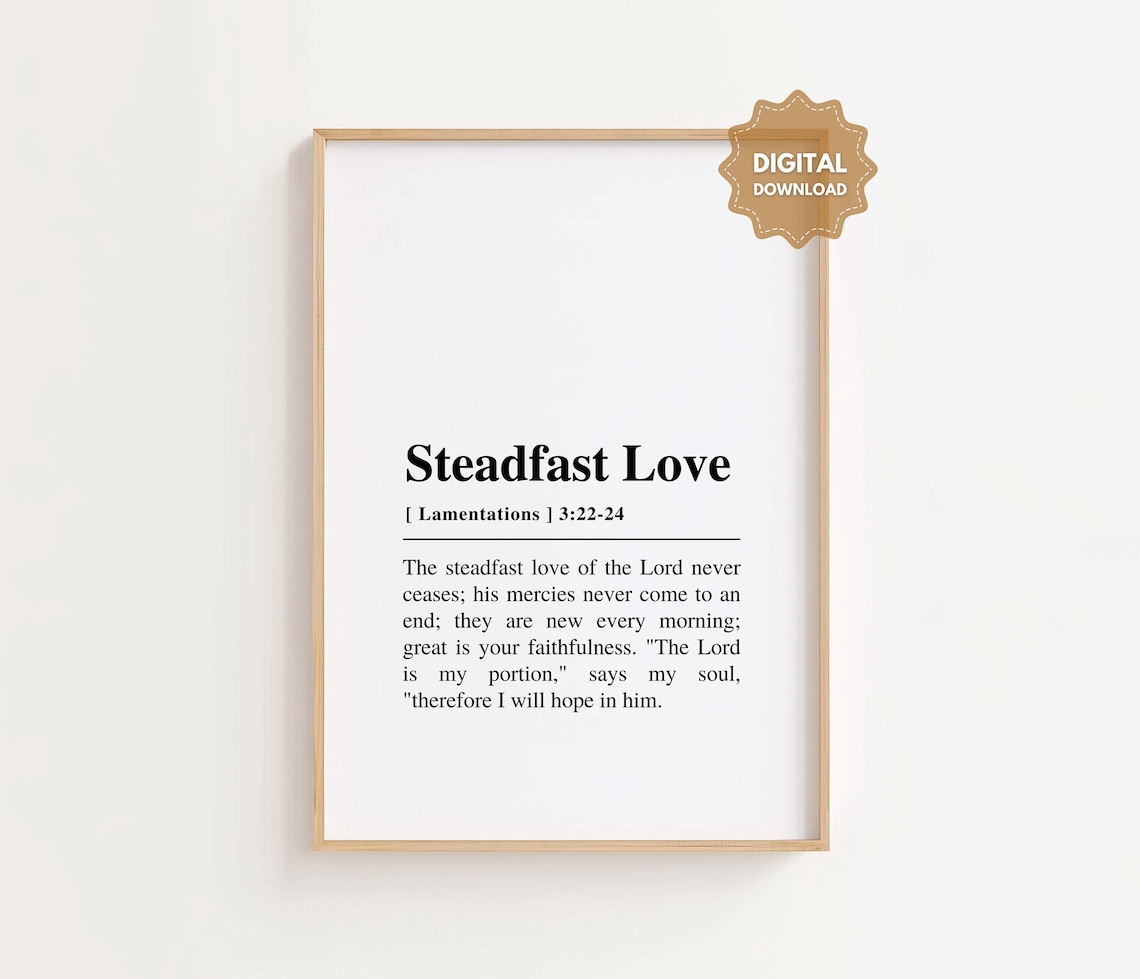 Steadfast Love Lamentations 3 Bible Verse Minimalist Faith Poster