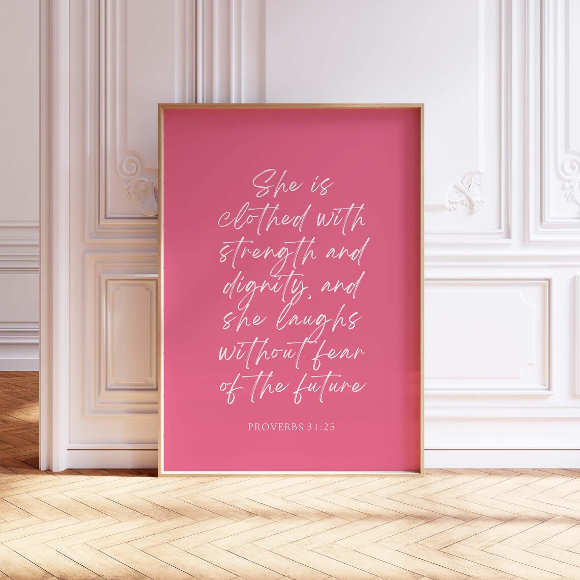 Proverbs 31:25 Scripture Wall Art Print