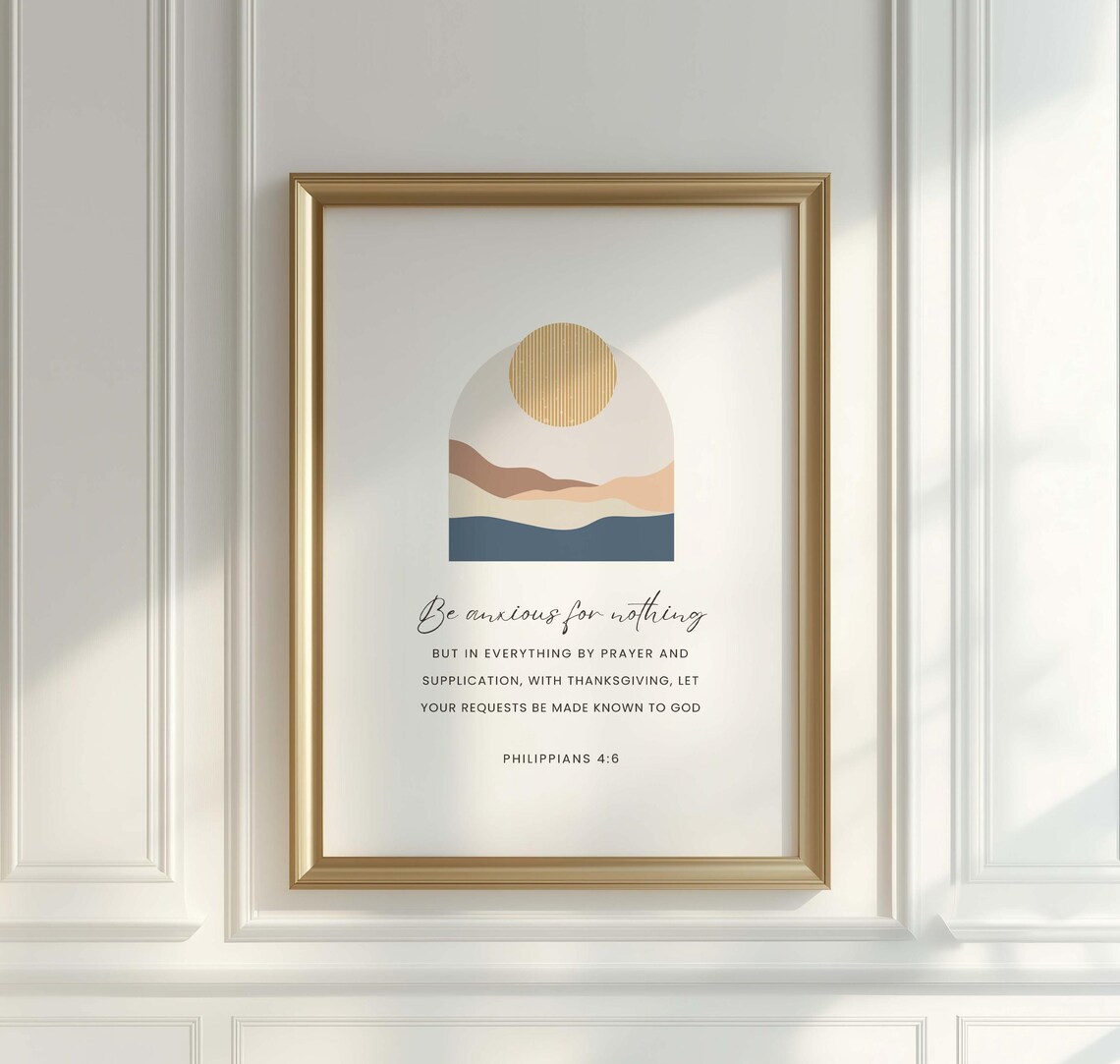 Philippians 4:6 NKJV, Boho Bible Verse Art Print