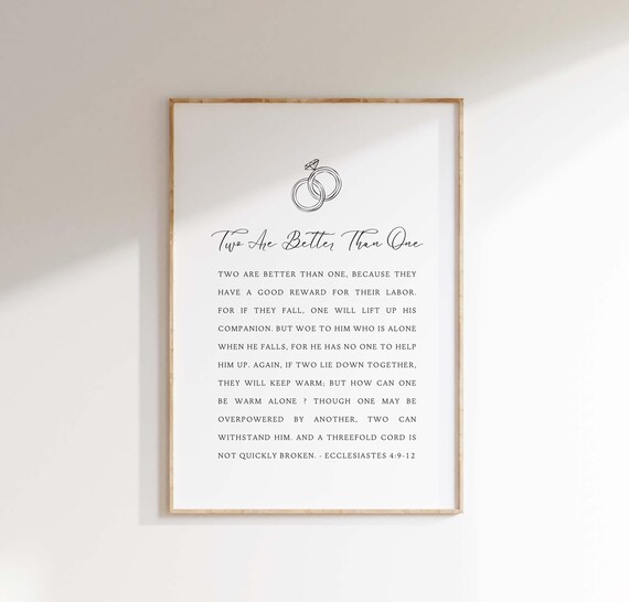 Ecclesiastes 4912 Christian Marriage Scripture Art Print