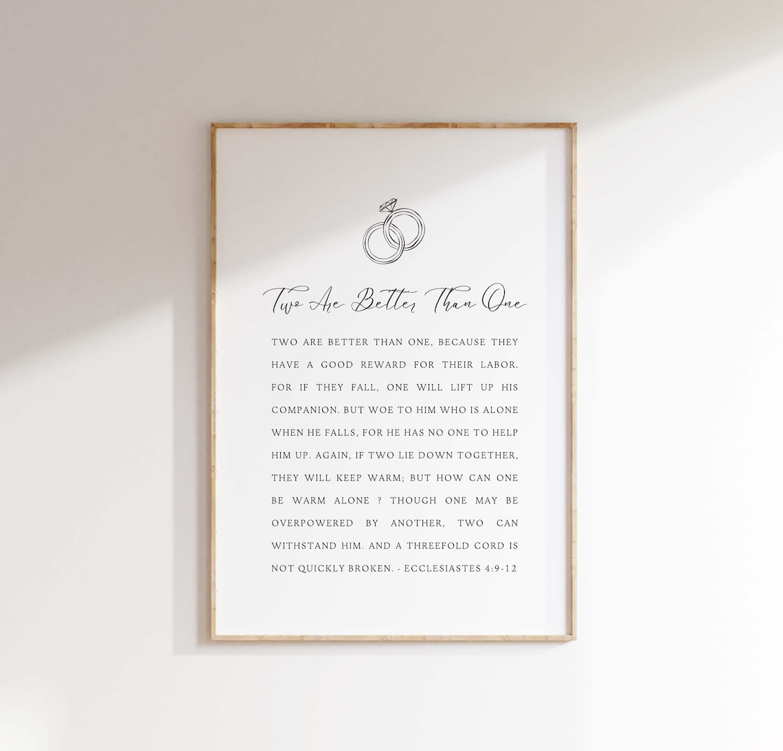 Ecclesiastes 4912 Christian Marriage Scripture Art Print