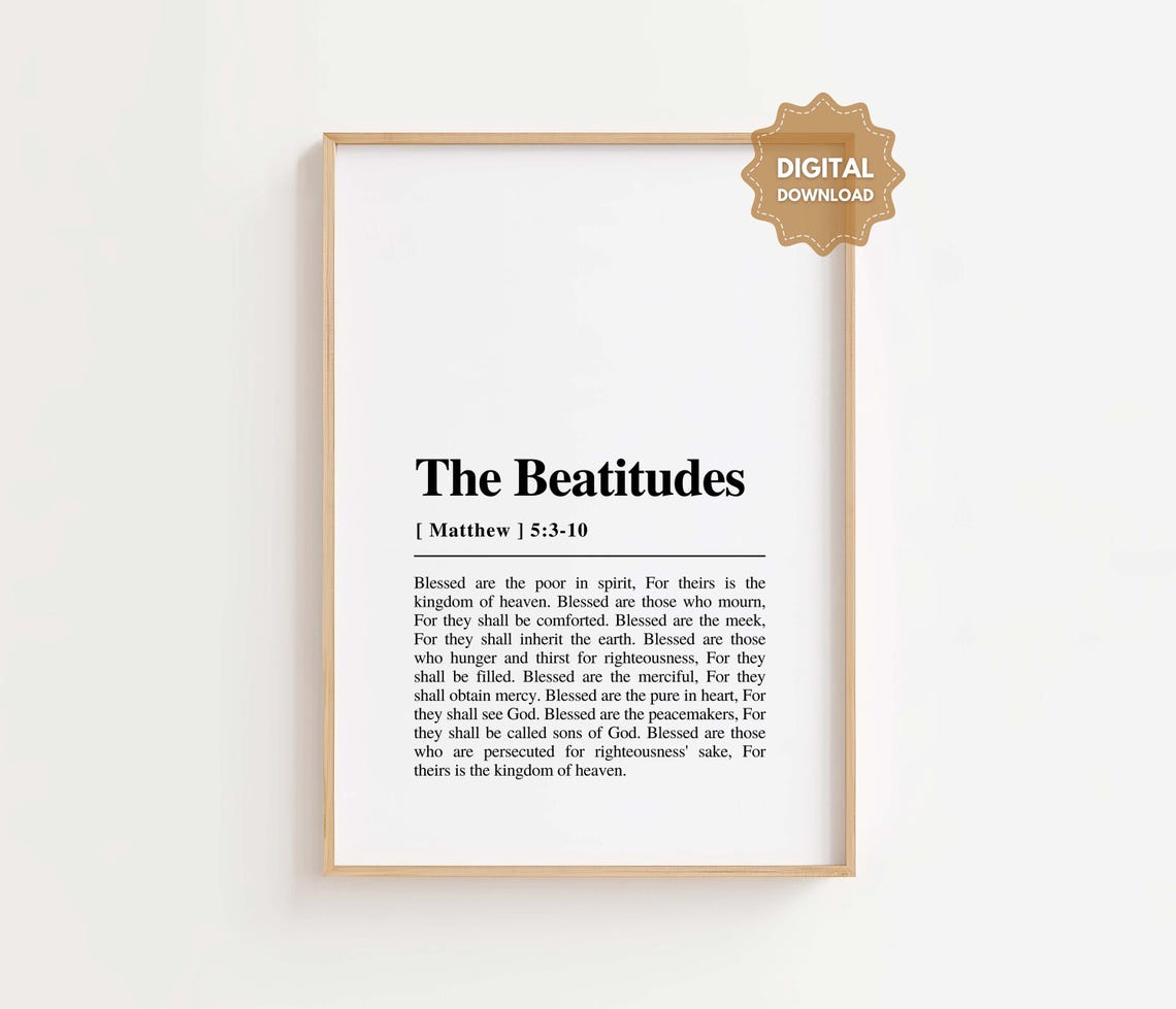 The Beatitudes Matthew 5 Scripture Minimalist Faith Wall Poster