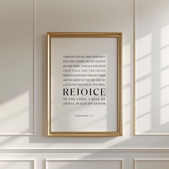 Habakkuk 3:17-19 NIV Bible Verse Art Print