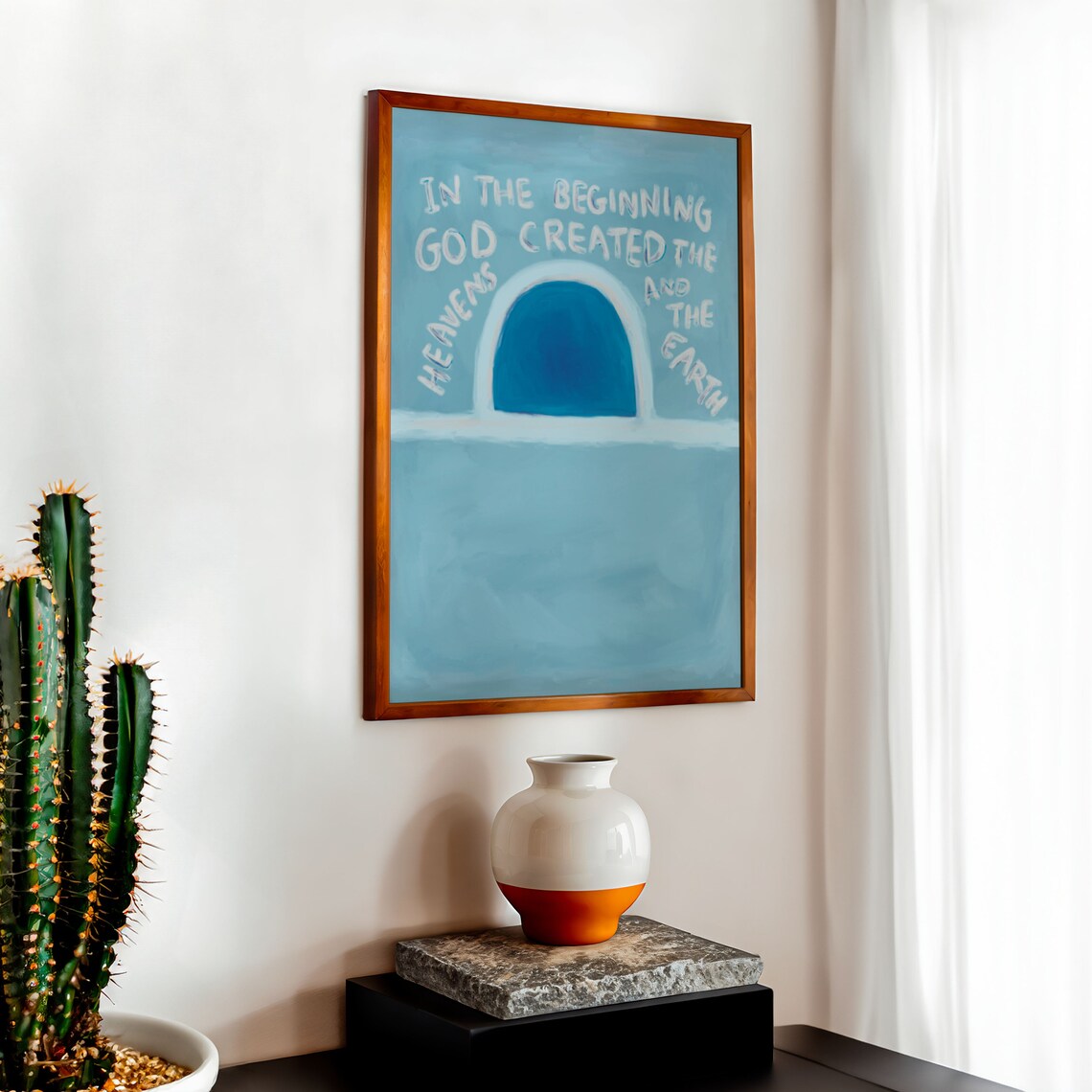 Genesis 1:1 Christian Scripture Art Print, Modern Aesthetic - Image 2