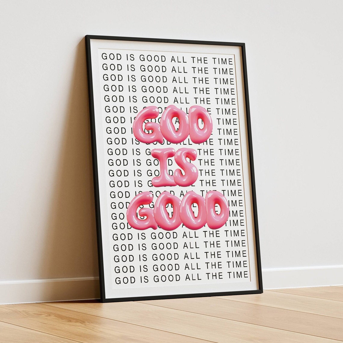 God Is Good Pink Balloon Letters Modern Christian Faith Poster - Image 3