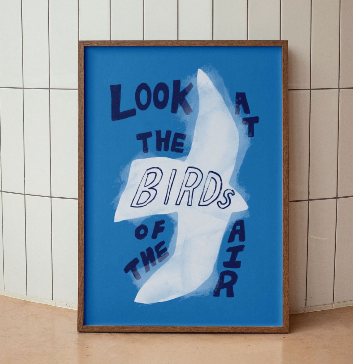 Look At The Birds Of The Air Retro Bible Verse Art