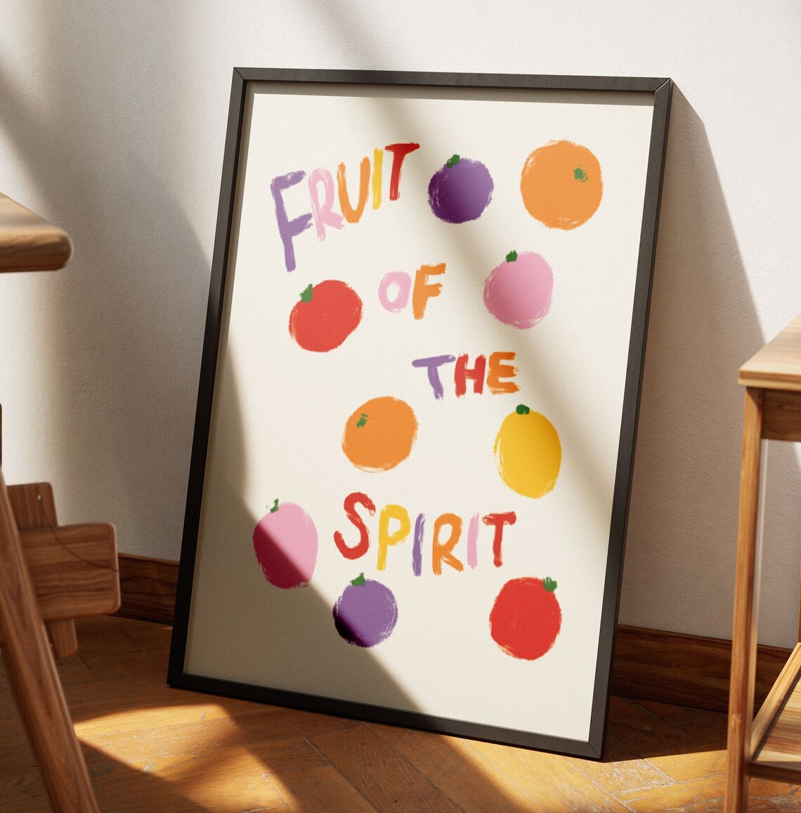 Fruit Of The Spirit Colorful Hand Painted Fruits Faith Poster - Image 3