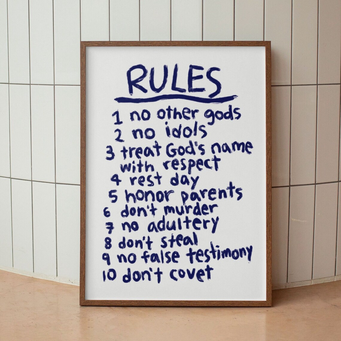 Retro Rules Art Print, Ten Commandments Christian - Image 3