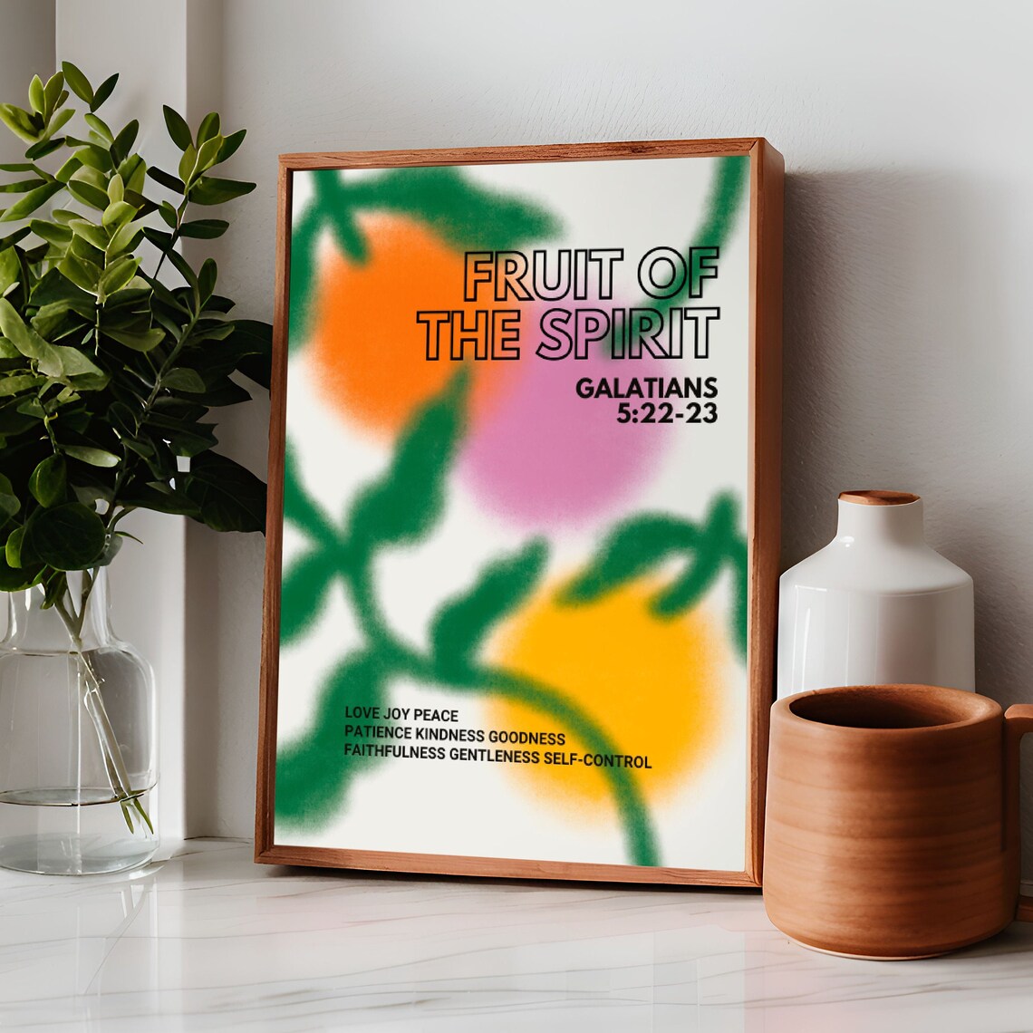 Fruit of the Spirit Galatians 5:22 Colorful Christian Poster - Image 2