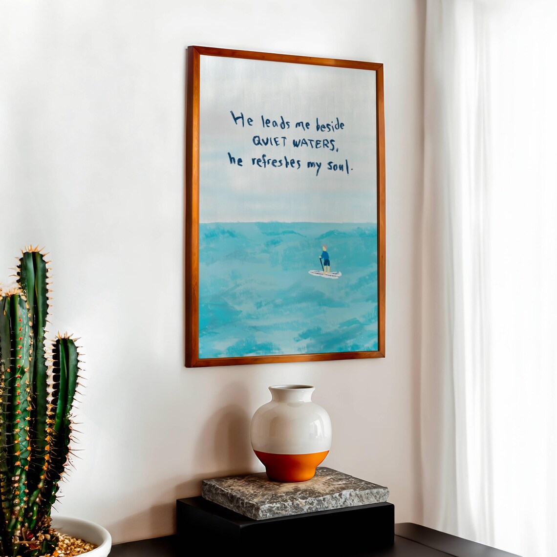He Leads Me Beside Quiet Waters Scripture Art Print - Image 2