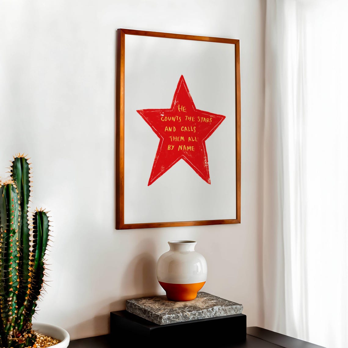 He Counts The Stars And Calls Them By Name Big Red Star Poster - Image 2