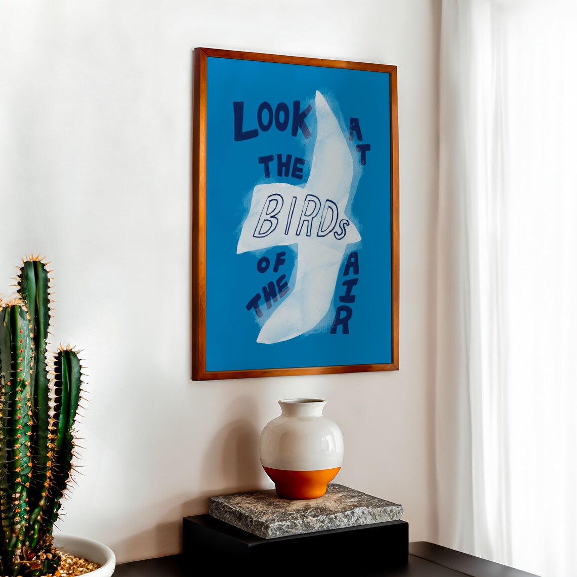 Look At The Birds Of The Air Retro Bible Verse Art - Image 3