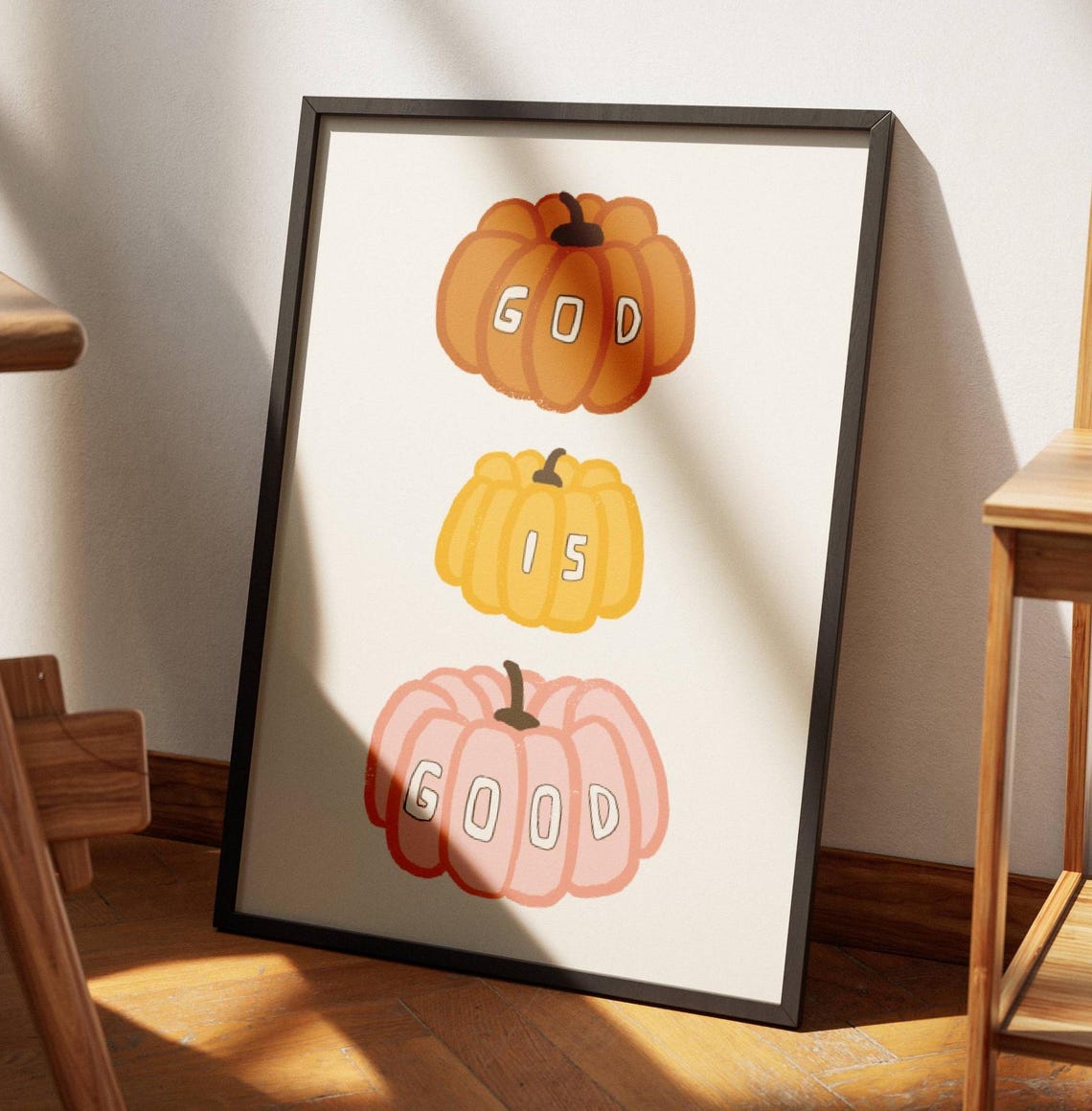 God Is Good Pumpkin Trio Fall Harvest Faith Home Decor Poster
