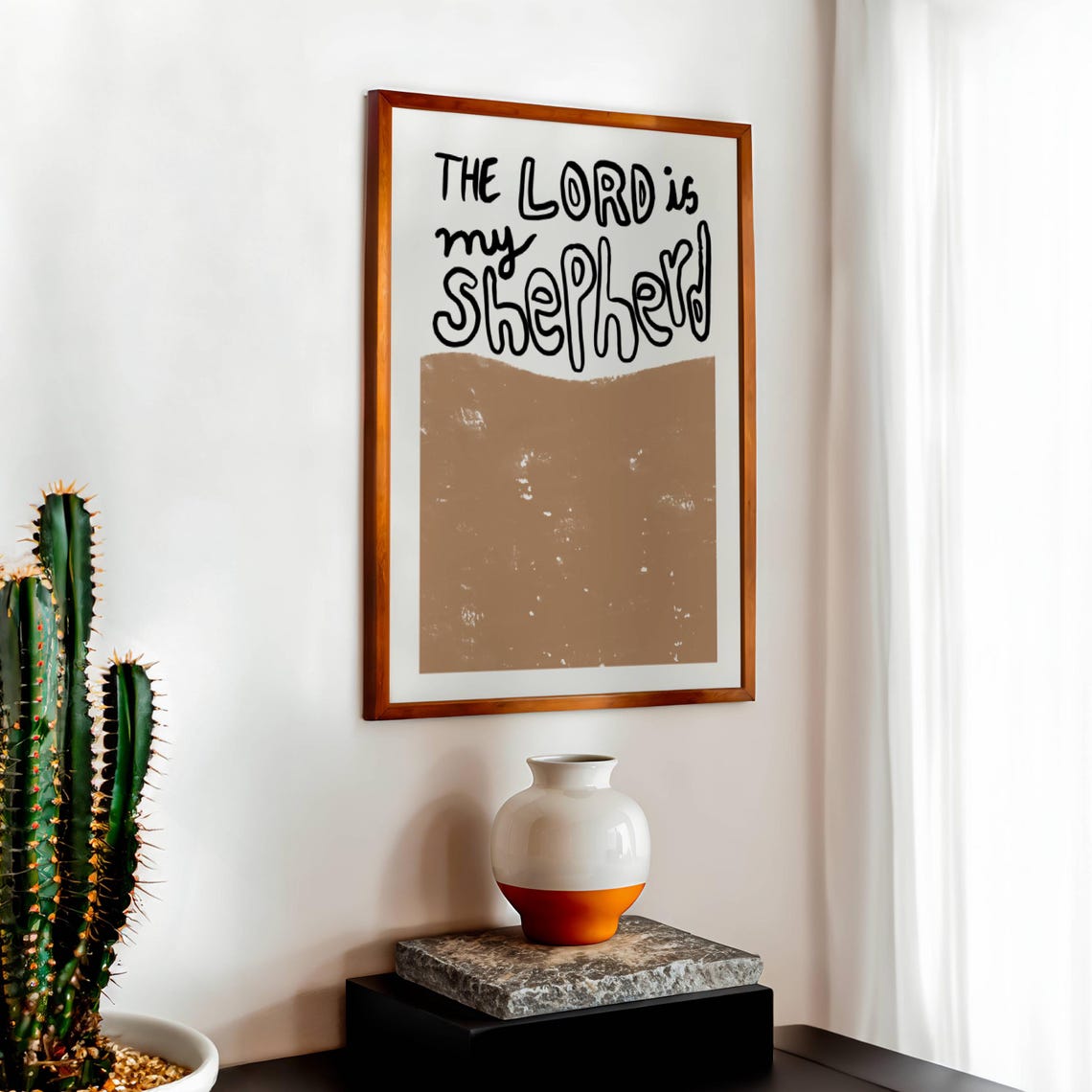 The Lord Is My Shepherd Hand Lettered Christian Scripture Poster - Image 3