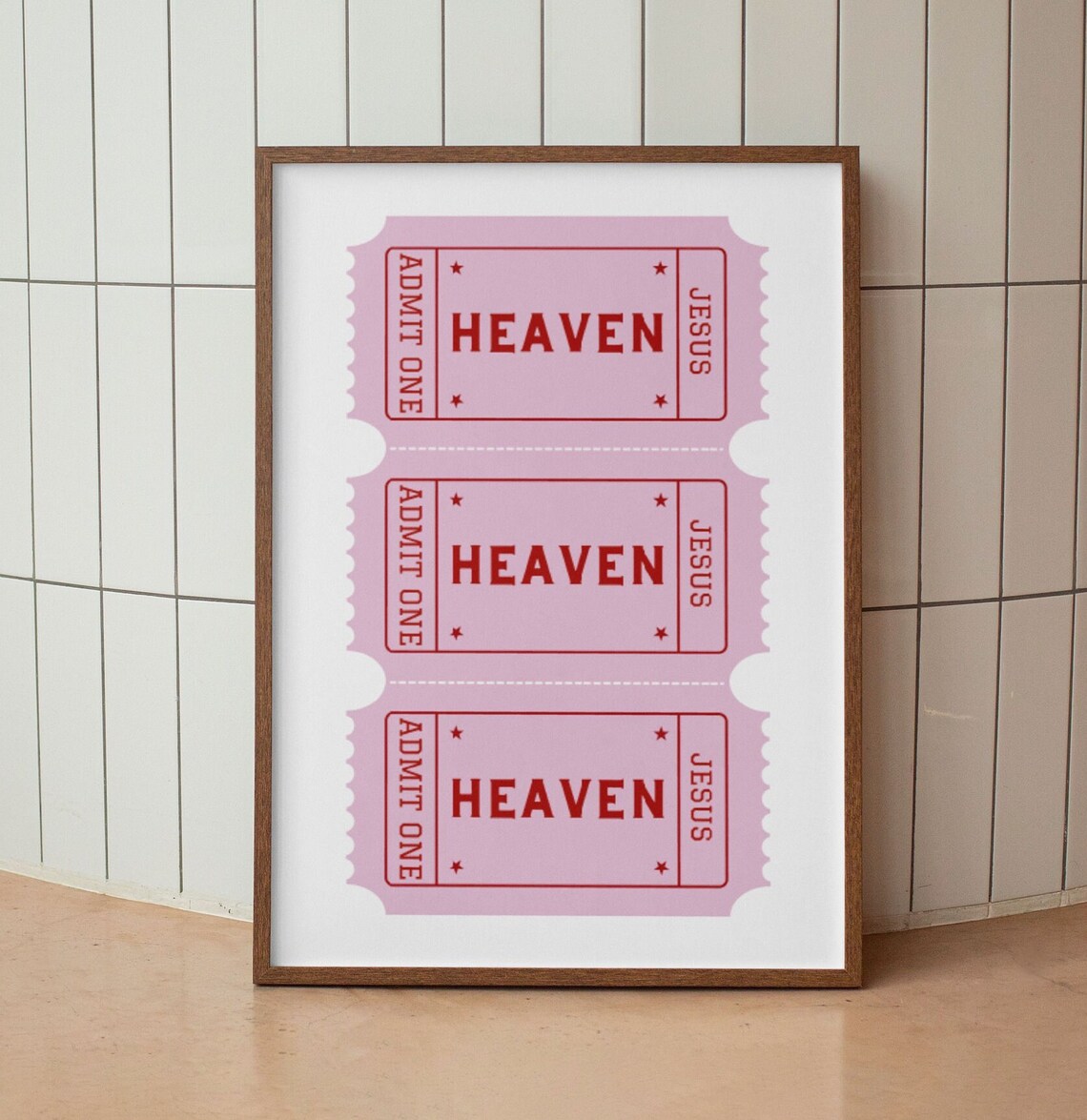 Ticket To Heaven Retro Christian Wall Art Poster