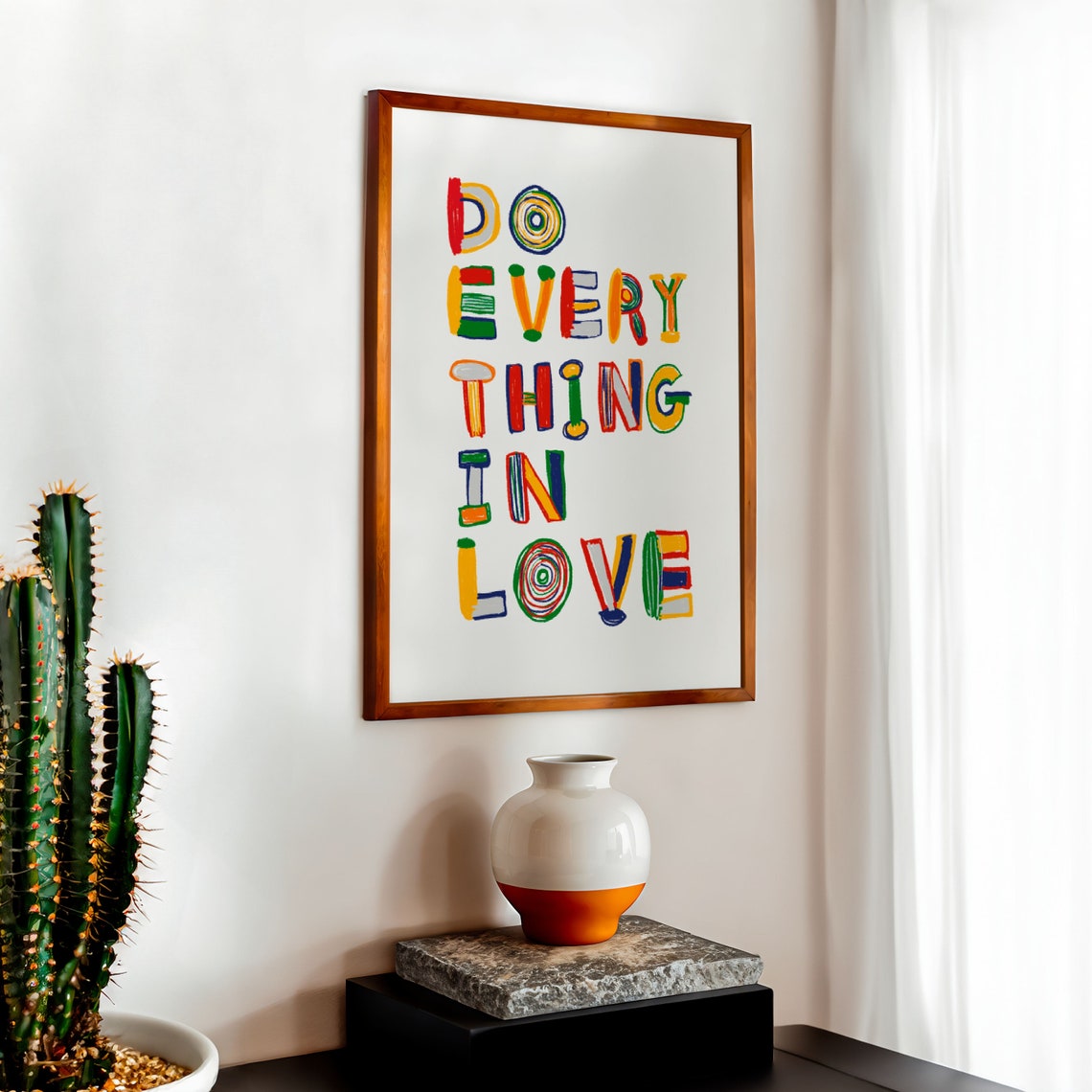 Do Everything In Love Colorful Hand Lettered Scripture Poster - Image 2