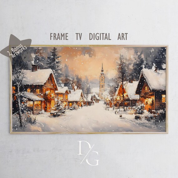 Dreamy White Poinsettias Holiday Floral Painting Red Berries Frame TV Poster