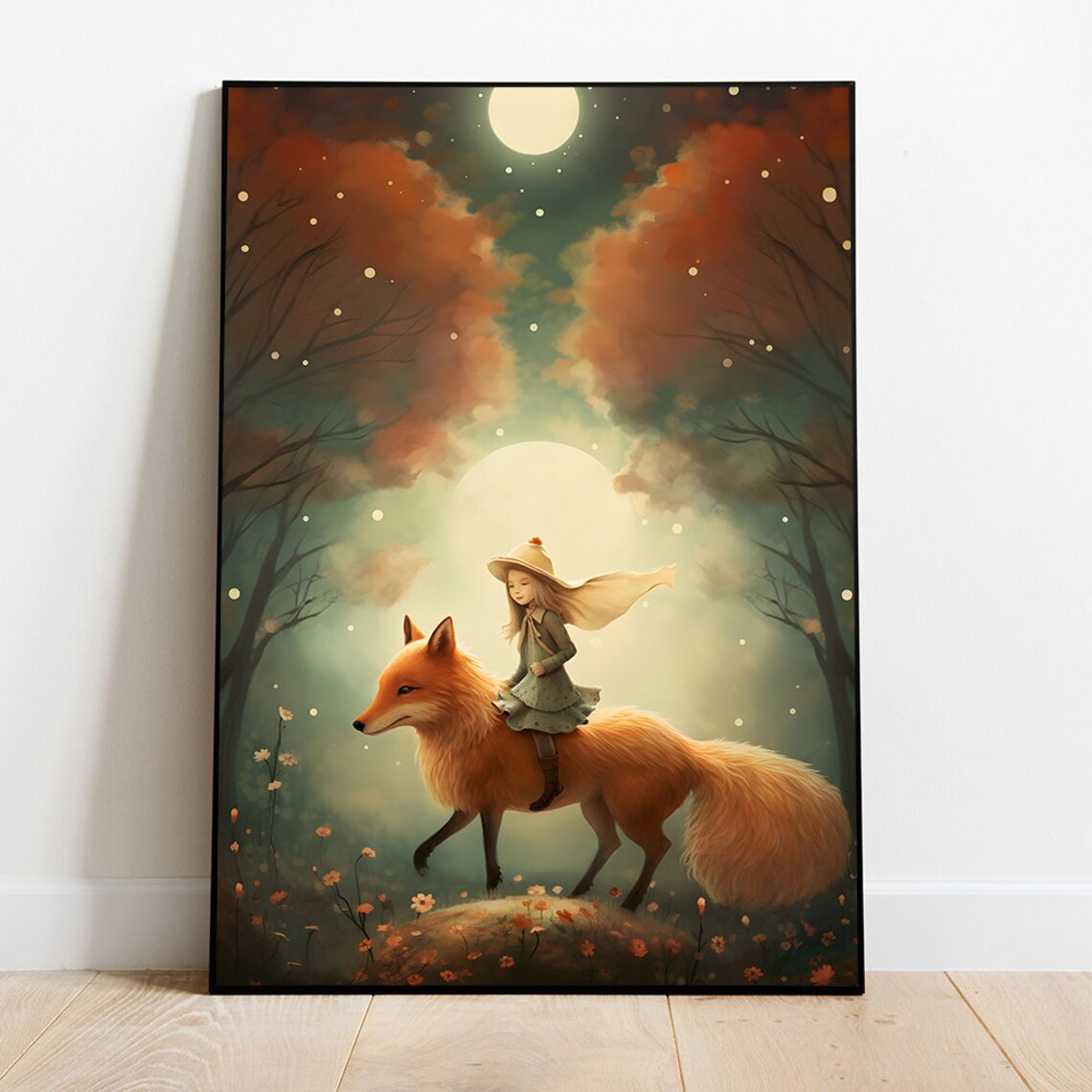 Fox Nursery Art Print, Woodland Animals Decor