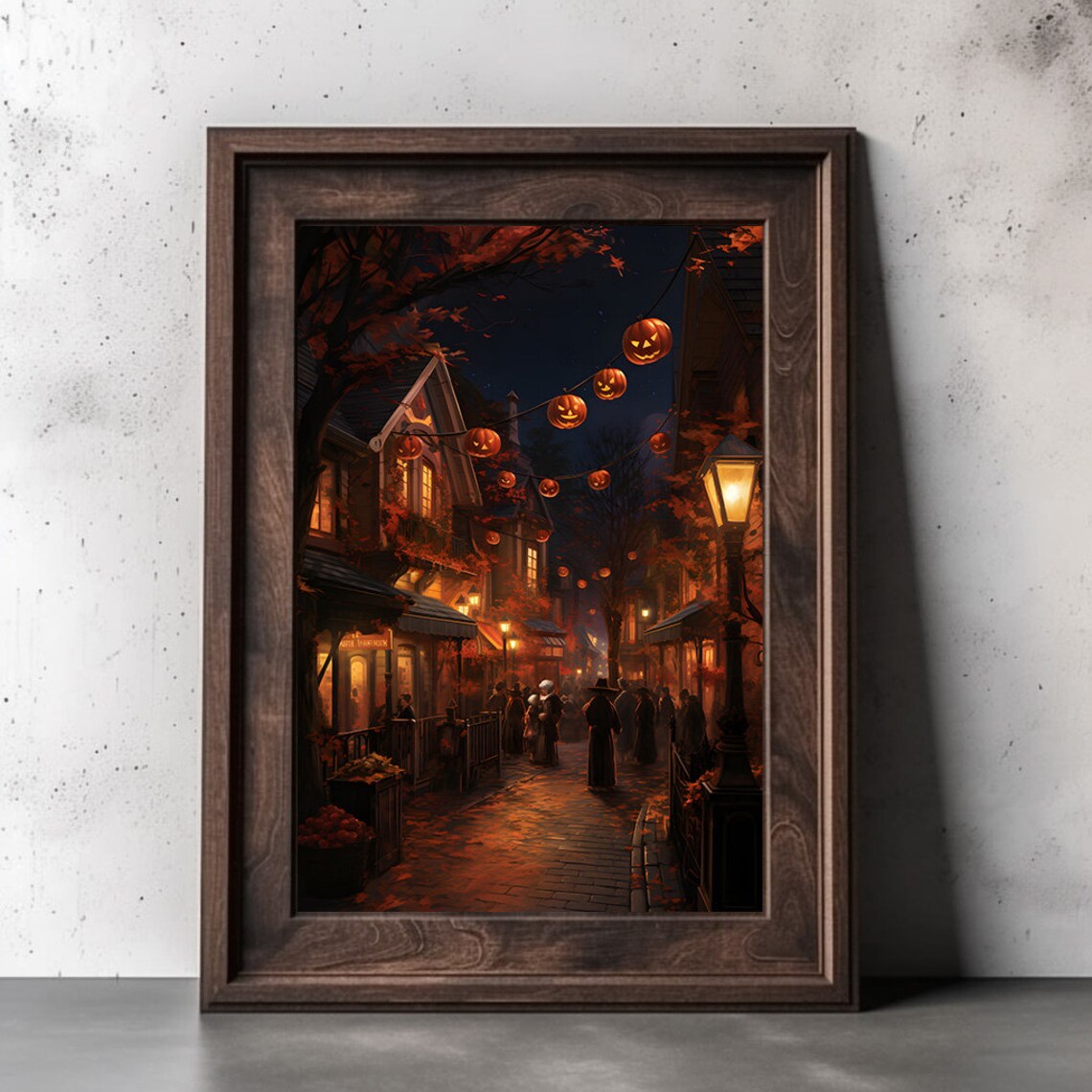 Halloween Village Painting, Moody Halloween Art Print - Image 2