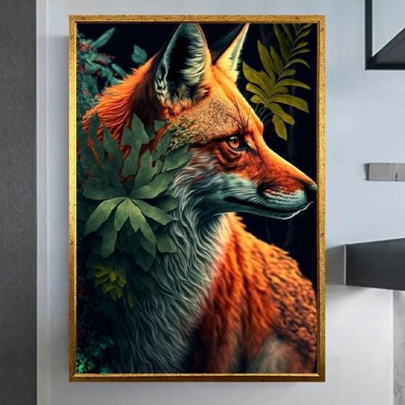 Red Fox Emerging From Dark Forest Vivid Wildlife Portrait Poster