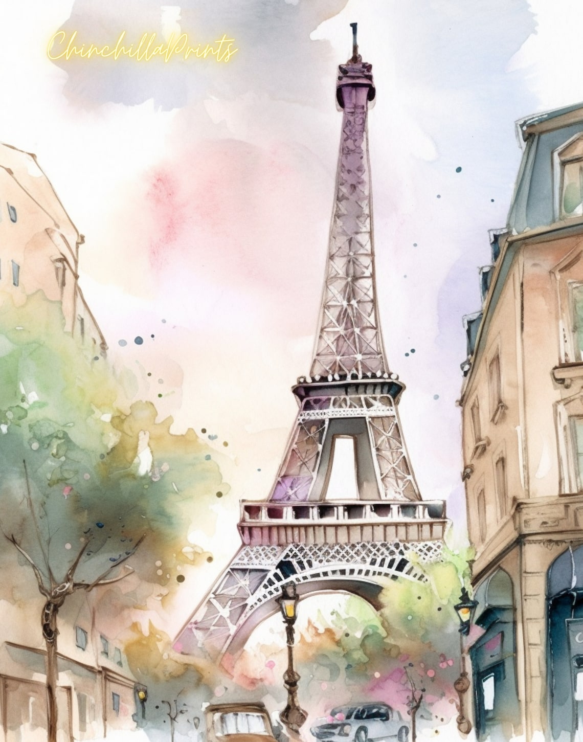 Paris Eiffel Tower Watercolor Travel Poster France - Image 3