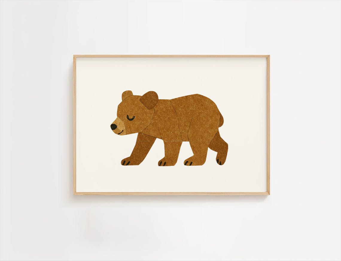 Little Bear Print Eric Carle Inspired Hungry Caterpillar Wall Art Kids Room Decor Nursery Book Character