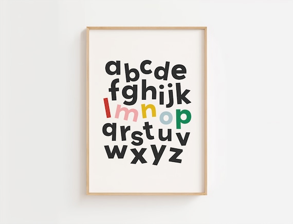 Alphabet ABC Letters Colorful Kids Nursery Learning Wall Art