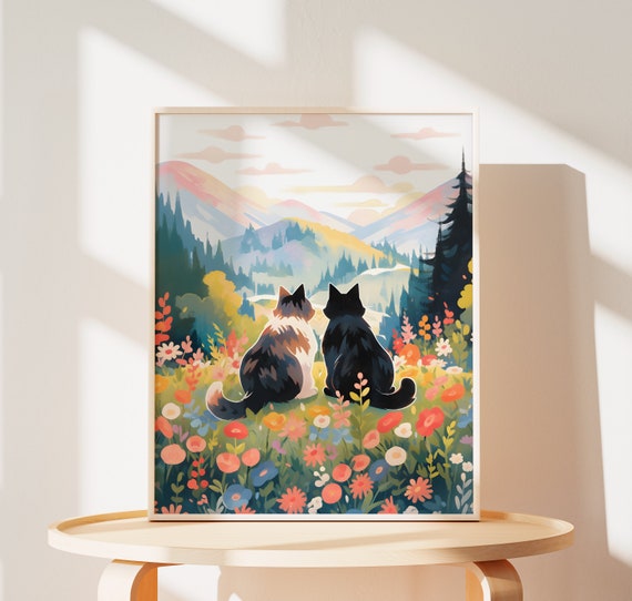Lovely Cat Poster, Mountain Scenery