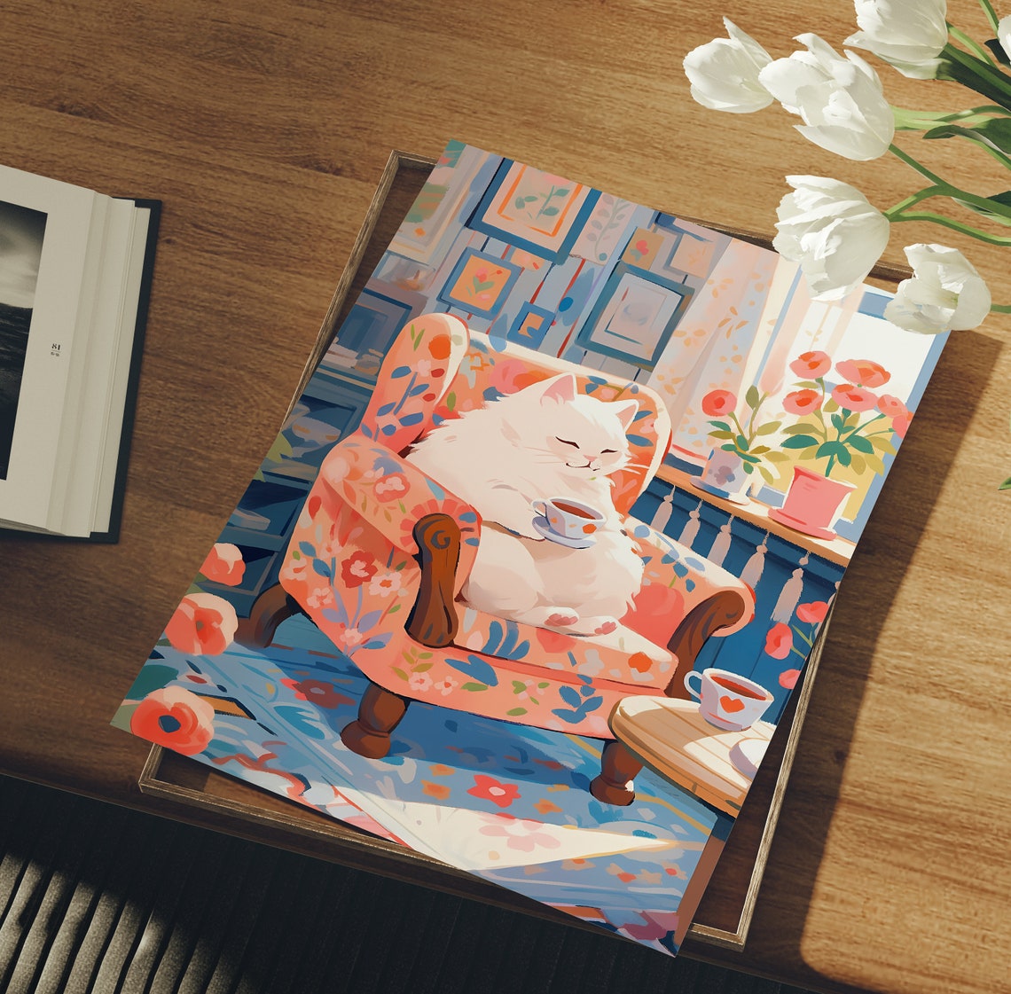 Lovely Cat Cafe Print, Cat Mom Gift - Image 3