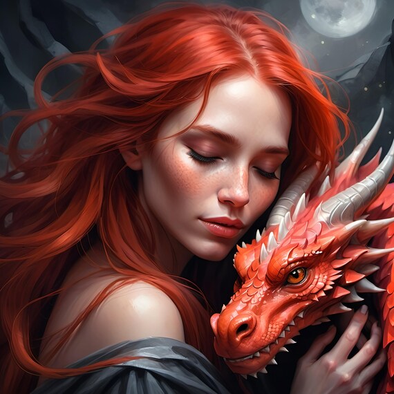Sorceress And Dragon Art Print Mystical Fantasy Enchanting Artwork For Home Decor Magical Wall Art Gift For Fans
