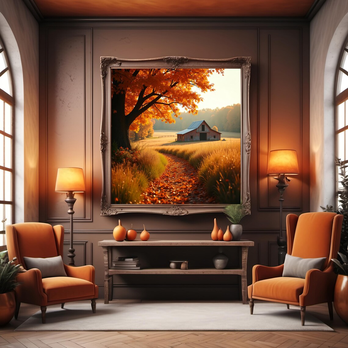Picturesque Fall Barn in Golden Light, Art Print - Image 3