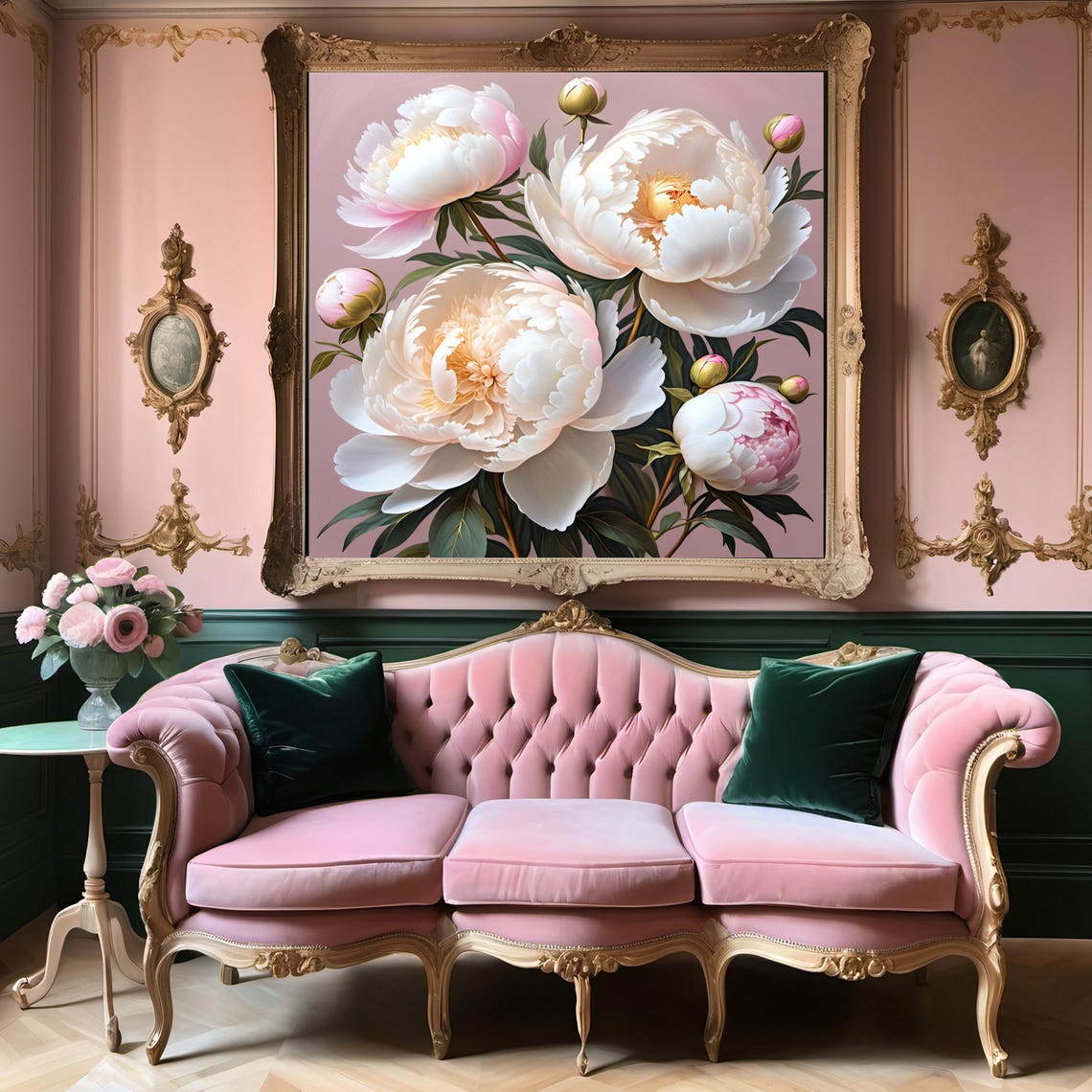 Ivory Blush Peony Flowers Dusty Rose Botanical Romantic Poster - Image 2