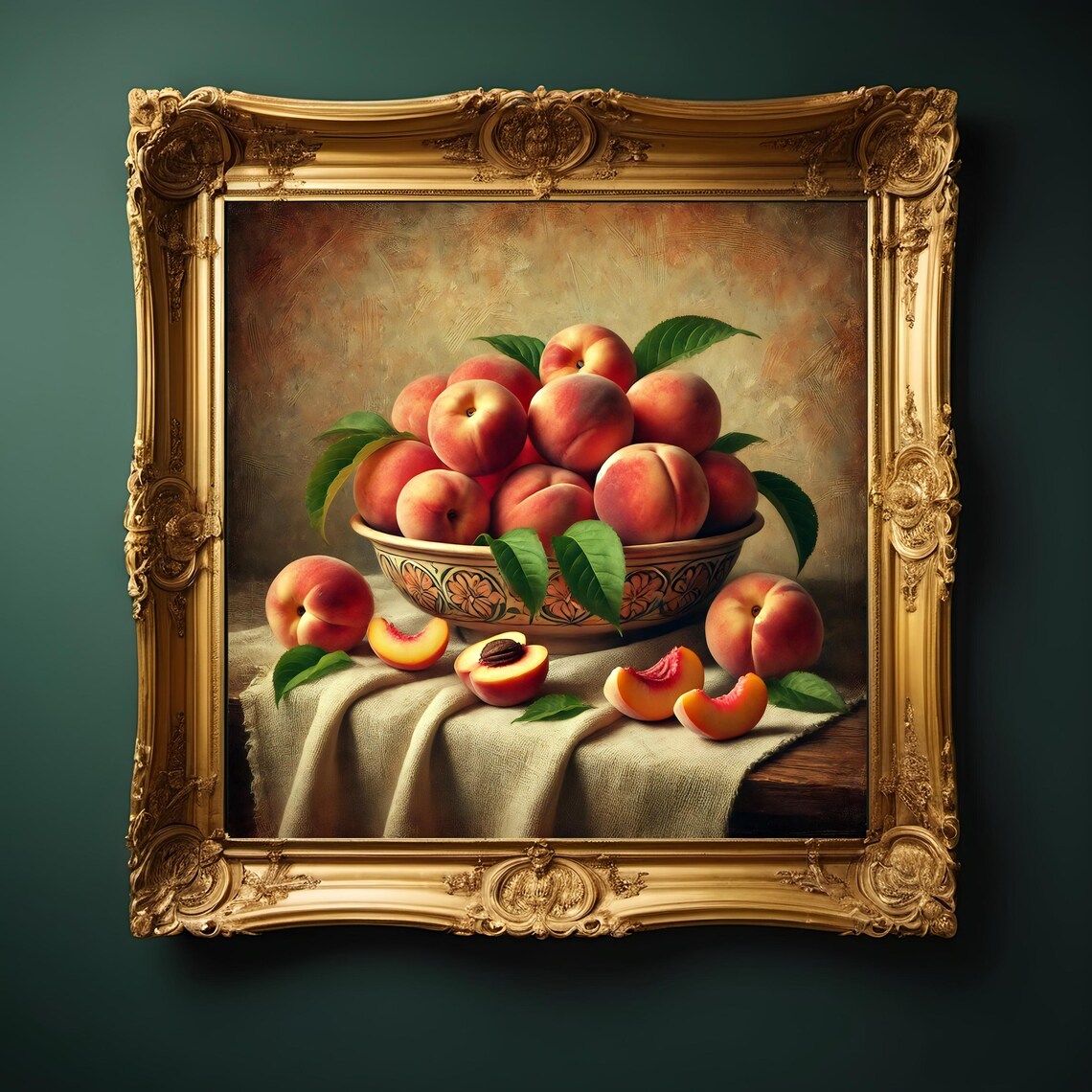 Vintage Peach Still Life Wall Art Rustic Fruit Bowl Print Impressionist Still Life Home Dcor Gift Idea For Her Instant - Image 3