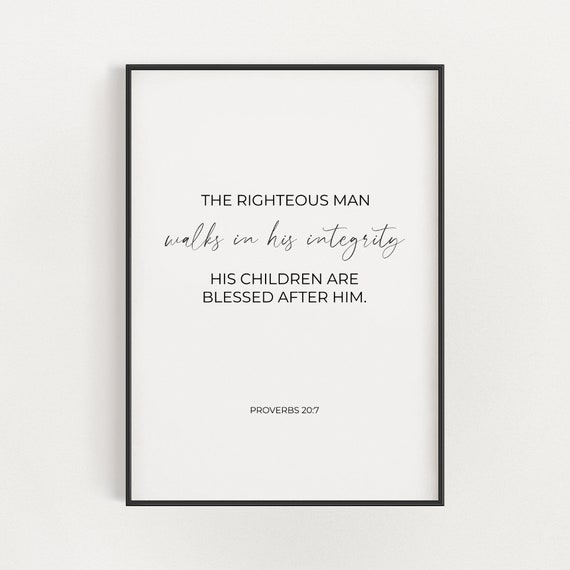 Proverbs 207 Christian Fathers Day Gift Dad Bible Verse Pastor Gift Scripture Art Minimalist Christian Wall Art