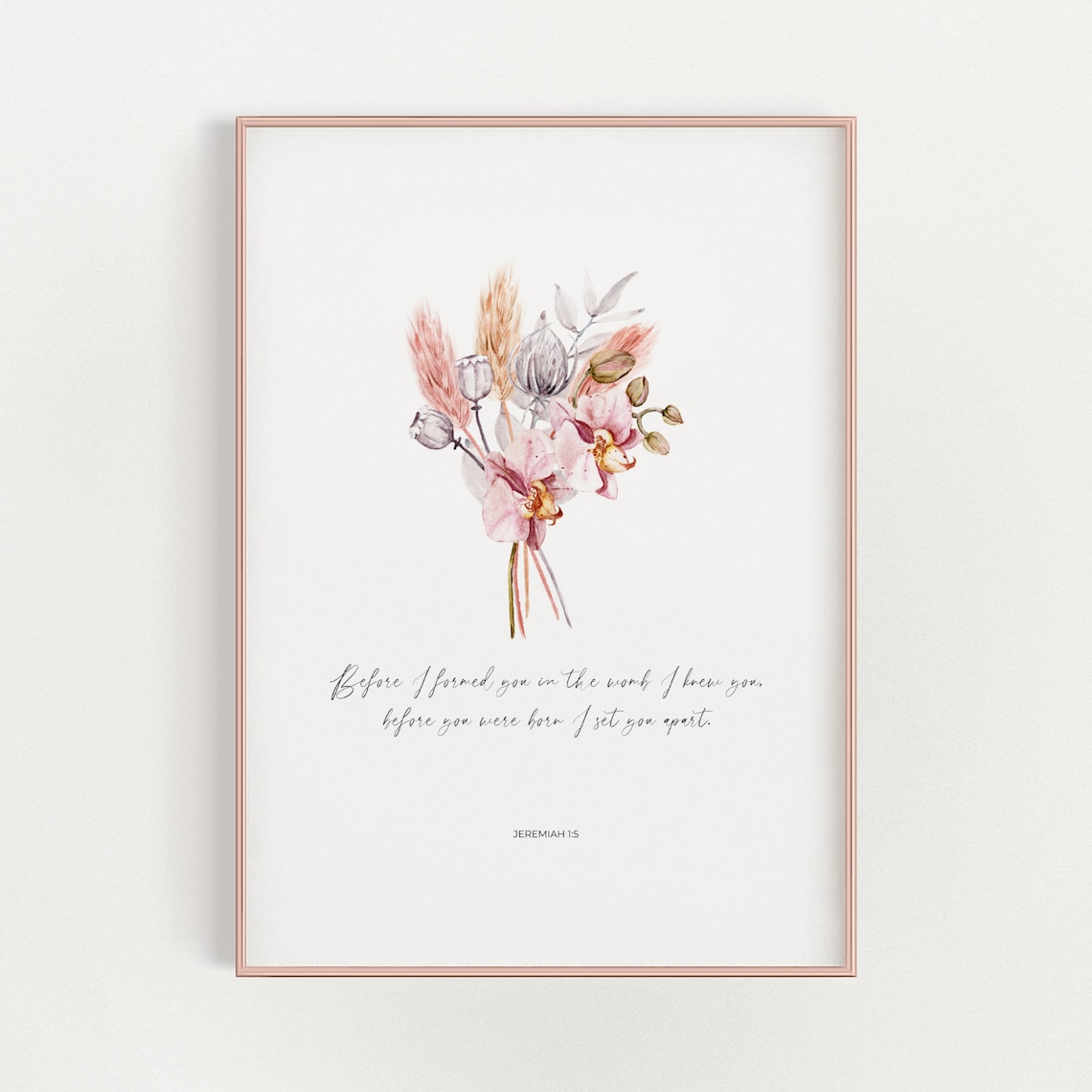 Jeremiah 15 Bible Verse Art Print, Pink Floral Nursery