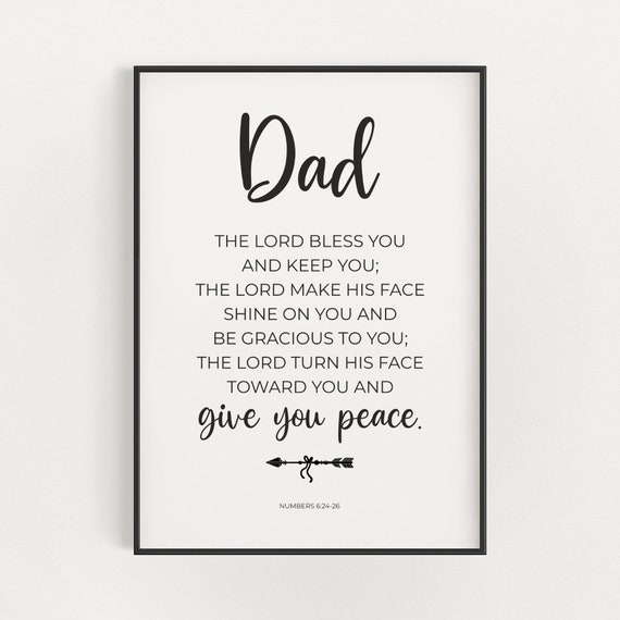 Numbers 624 26 Bible Verse Wall Art Christian Fathers Day Gift The Lord Bless You And Keep You The Blessing