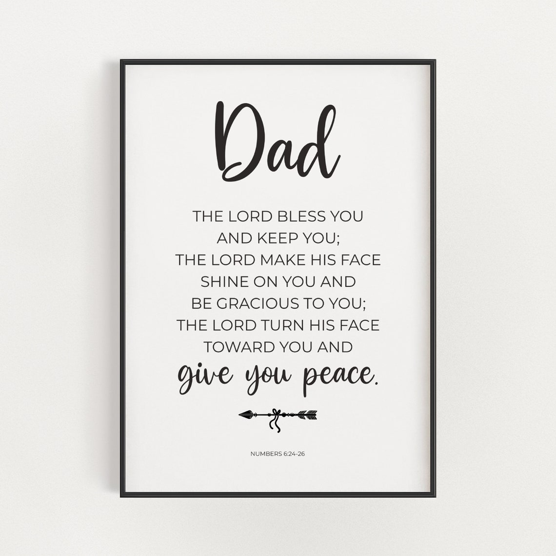 Dad Numbers 6:24-26 The Lord Bless You Benediction Scripture Poster