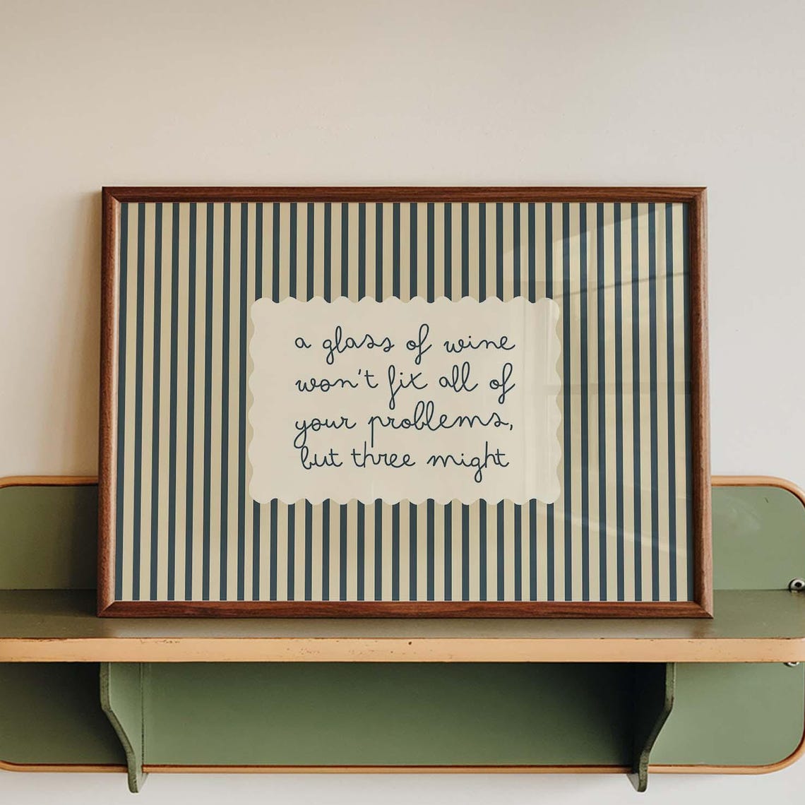 Funny Wine Quote Poster Print A Glass Of Wall Art Retro Striped Kitchen Decor Home Bar Dining Room Gift