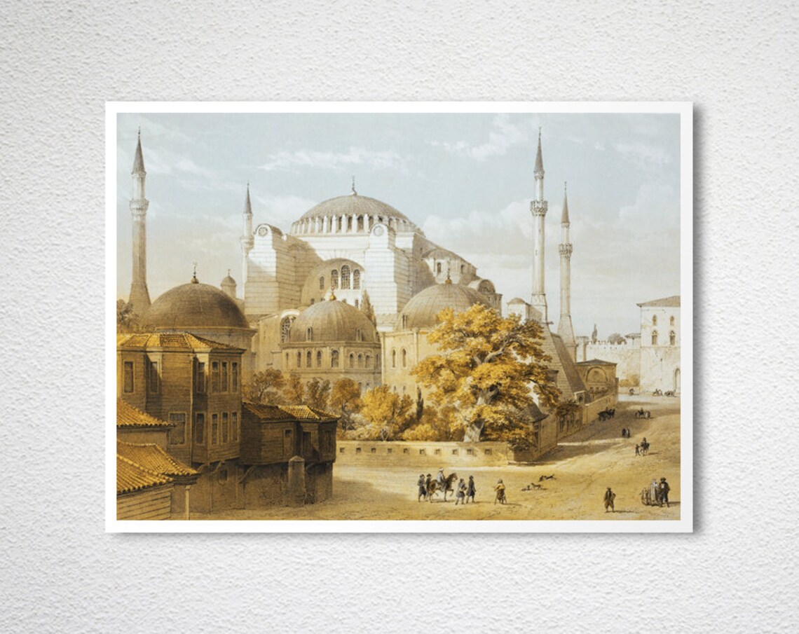 Aya Sofia Constantinople 1852 Vintage Travel Poster - Image 2