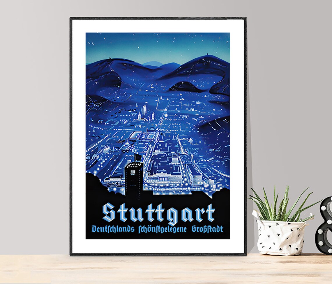 Stuttgart Germany Vintage Travel Poster, Travel Poster