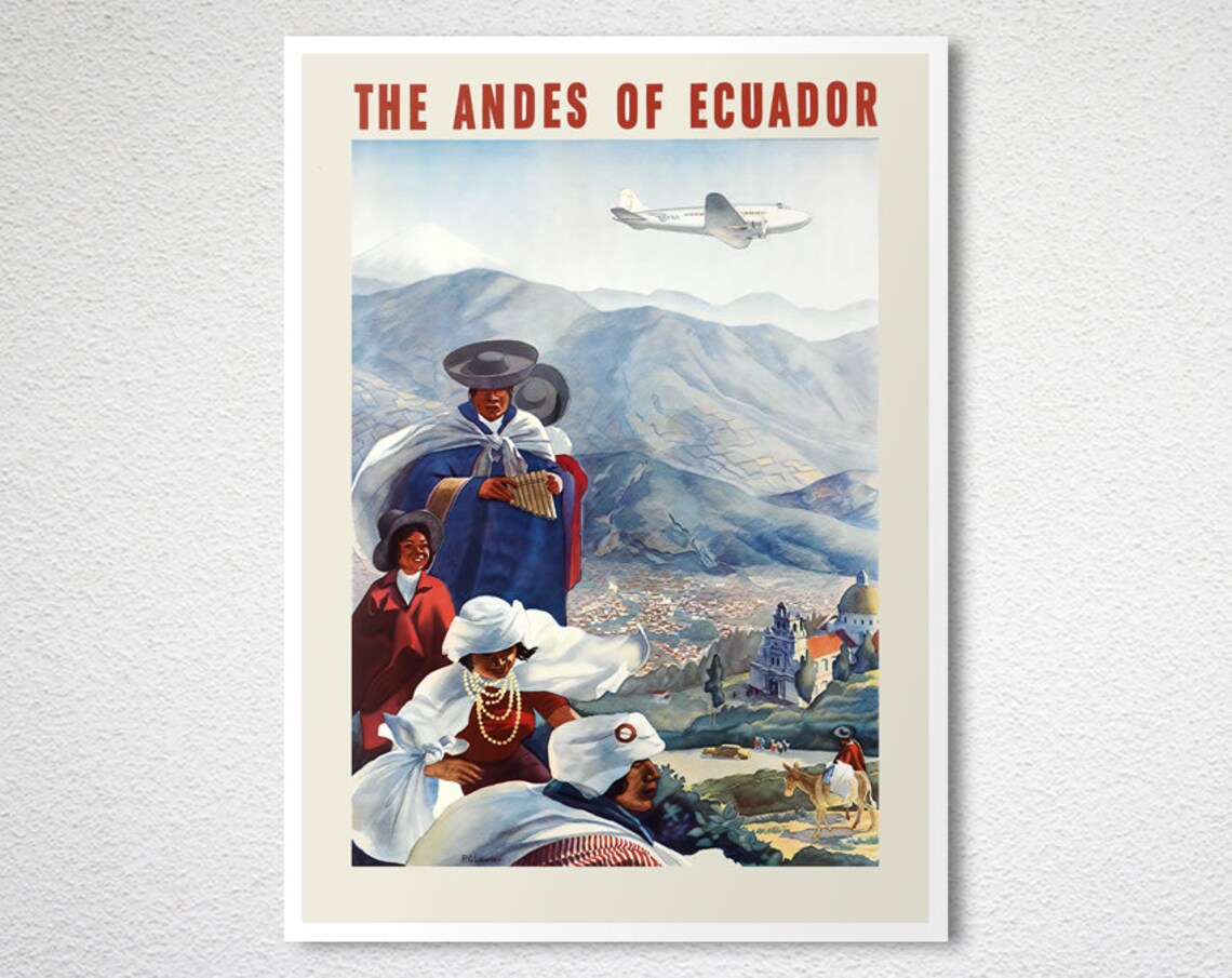 The Andes of Ecuador Mountain Vintage Airplane Travel Poster - Image 2