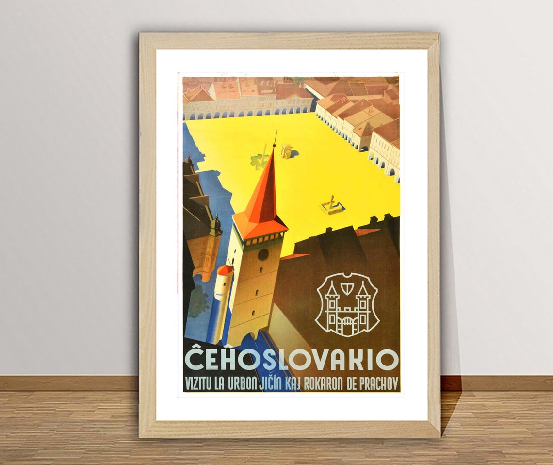 Czechoslovakia Jicin Prachov Rocks Rare Esperanto Travel Poster