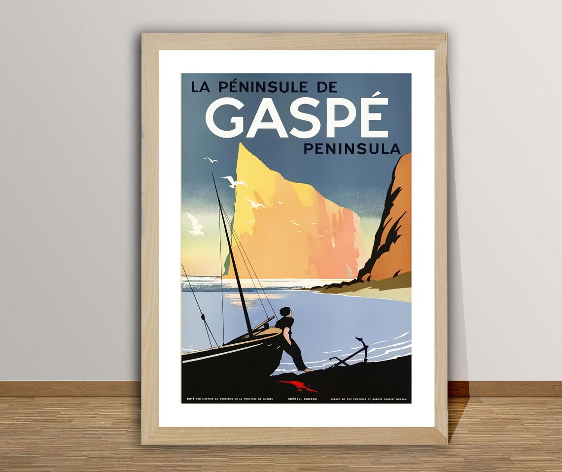 La Gaspe Peninsule Canada Vintage Travel Poster