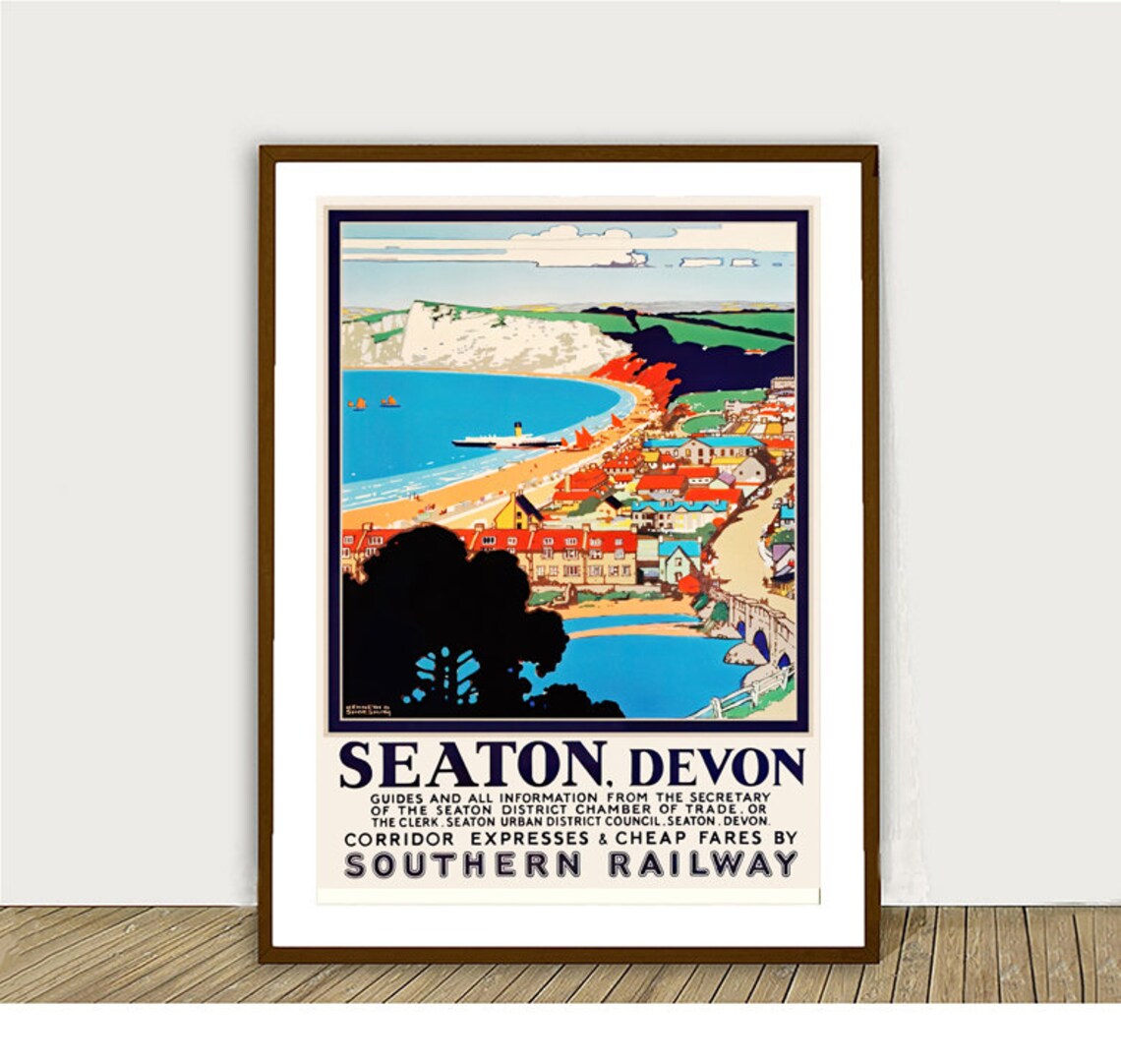 Seaton Devon England Vintage Travel Poster - Image 2
