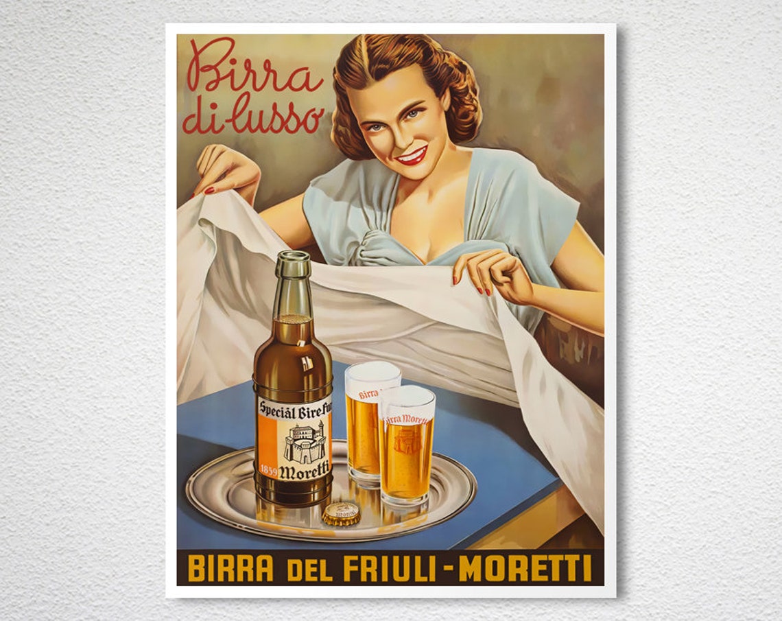 Moretti Birra del Friuli Vintage Italian Beer Advertisement Poster - Image 2