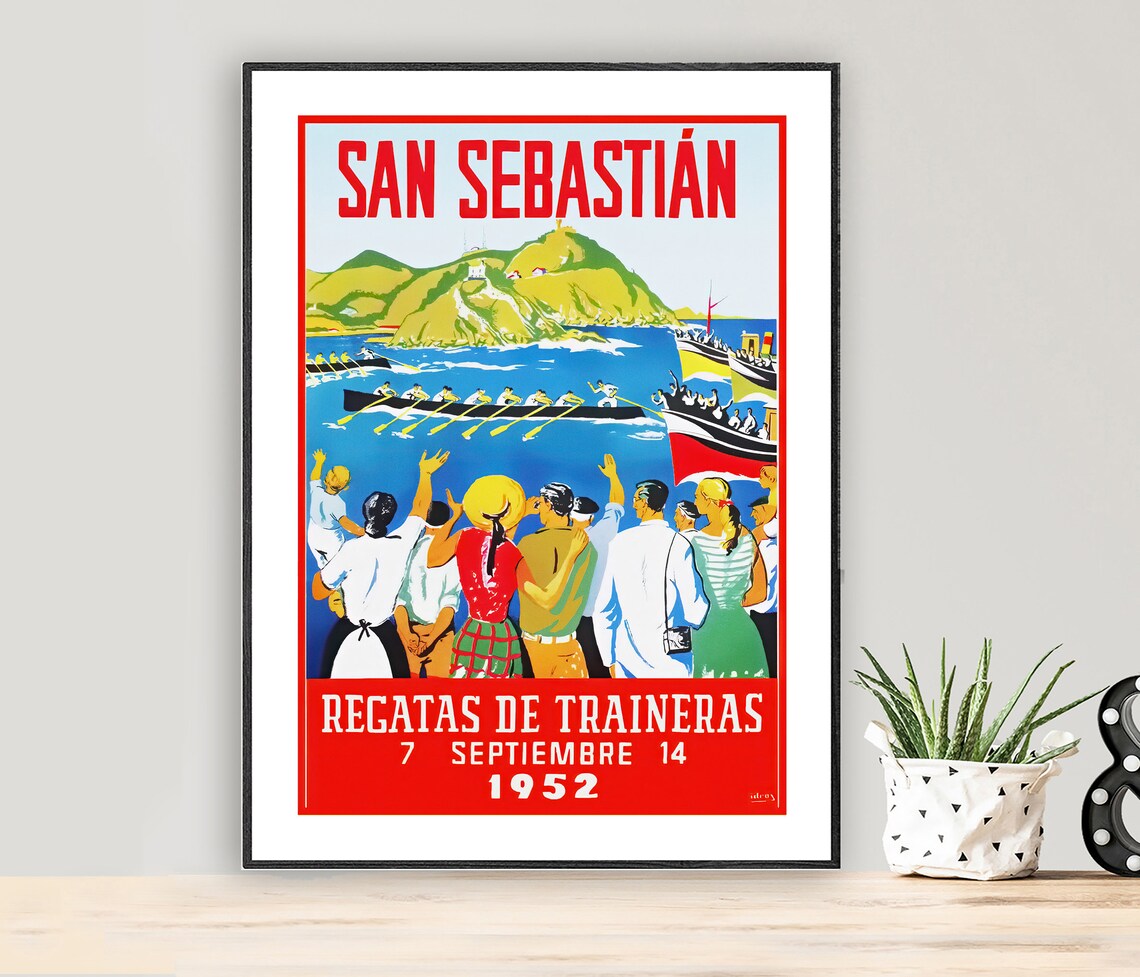 San Sebastian Regatas Spain Vintage Travel Poster