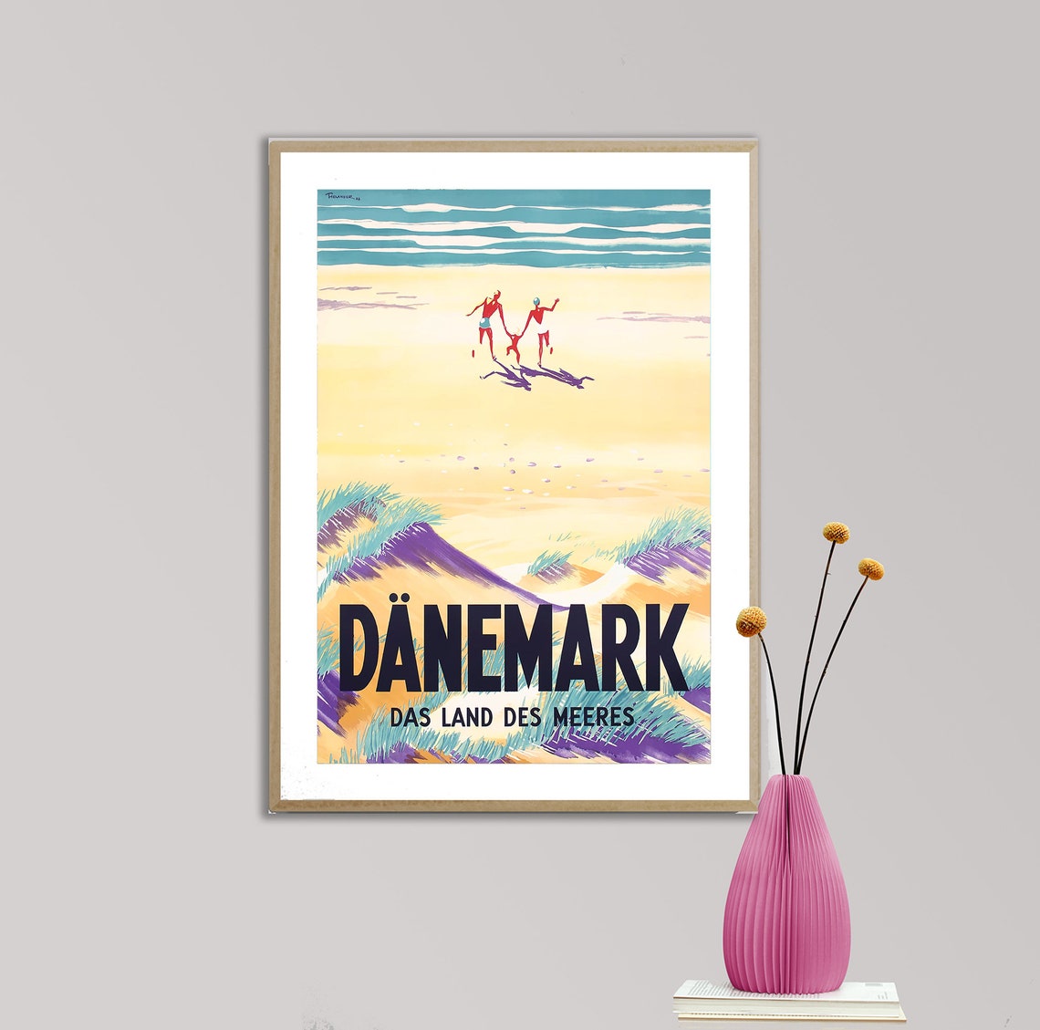 Danemark Das Land des Meeres Vintage Danish Travel Poster Beach Dunes - Image 2