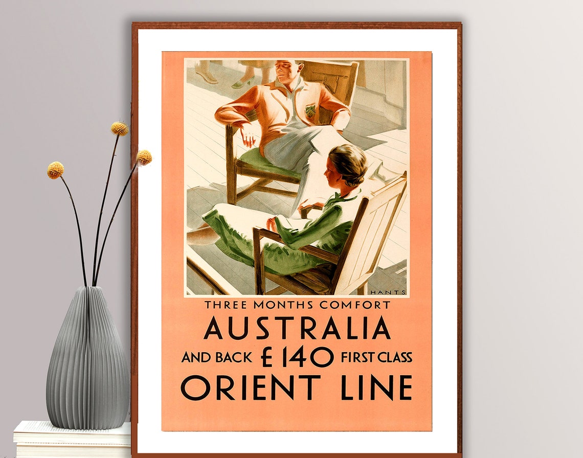 Orient Line Australia First Class Vintage Ocean Liner Travel Poster